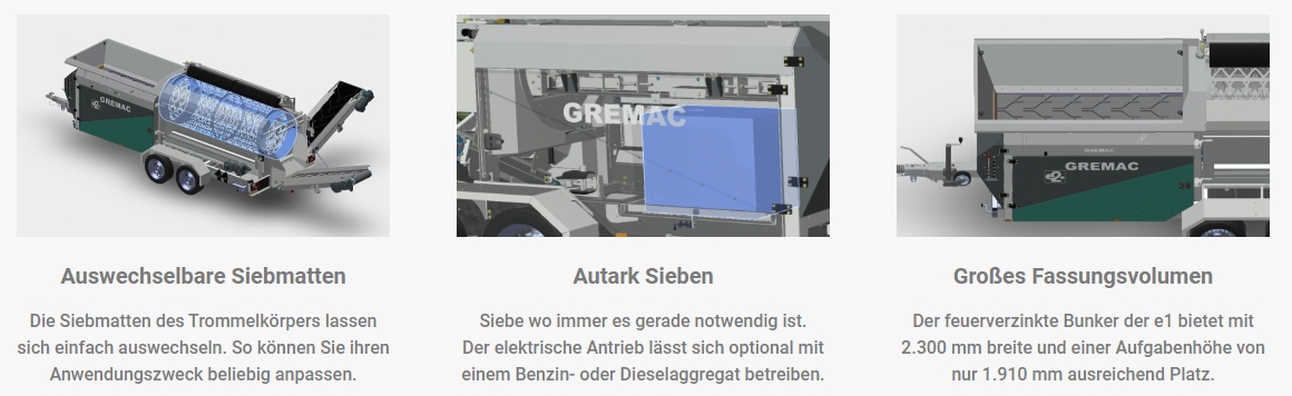 Gremac E2 Plus Siebanlage Features