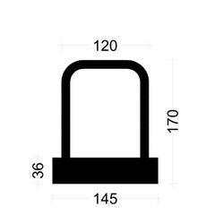  PLEXUS Bügelleiste Bügelbreite 12 cm PLEXUS Bügelleiste BK122012E 12mm, s=20cm, b=12cm, Typ"B" h=17cm, lü=46cm, Boxbreite=14,5cm Boxhöhe=36mm, L=125cm  PVC-Deck 12445678