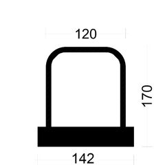  PYRAPLEX Bügelleiste Bügelbreite 12 cm PYRAPLEX Bügelleiste BKV081512E 8mm, s=15cm, b=12cm, Typ"B" h=17cm, lü=32cm, Boxbreite=14,2cm Boxhöhe=30mm, L=125cm PVC-De 12445746