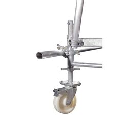  Gerüstzubehör systemfrei Gerüstzubehör systemfrei müba-Rollenfuß Ø200 mm mit Spindel Ø38 mm und Bremse, Verstellbereich 330 mm, Tragfähigkeit 10 kN 12444979