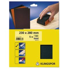  KLINGSPOR Schleifbogen KL 371 X, 230 x 280 mm KL 371 X Bogen 230 x 280 mm Korn 60 SB-verpackt im Reiter 5er Pack 12458935