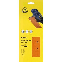  KLINGSPOR Schleifstreifen PL 31 B PL 31 B Streifen 115 x 280 mm Korn 80 ohne Loch SB-verpackt im Reiter 10er Pack 12459630