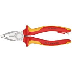  Kombizangen Kombizangen KNIPEX 03 06 180 T Kombizange isoliert mit Mehrkomponenten-Hüllen, VDE-geprüft; mit integrierter isolierter Befestigungsöse zum Anbringen einer Absturzsicherung verchromt 180 mm 12381020