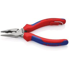  Spitz-Kombizangen KNIPEX 08 22 145 T Spitz-Kombizange mit Mehrkomponenten-Hüllen, mit integrierter Befestigungsöse zum Anbringen einer Absturzsicherung schwarz atramentiert 145 mm 12381054