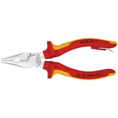  Spitz-Kombizangen KNIPEX 08 26 145 T Spitz-Kombizange isoliert mit Mehrkomponenten-Hüllen, VDE-geprüft; mit integrierter isolierter Befestigungsöse zum Anbringen einer Absturzsicherung verchromt 145 mm 12381055