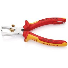  Abisolierzangen universal KNIPEX 11 06 160 T Abisolierzange mit Öffnungsfeder, universal isoliert mit Mehrkomponenten-Hüllen, VDE-geprüft; mit integrierter isolierter Befestigungsöse zum Anbringen einer Absturzsicherung verchromt 160 mm 12380413