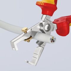  KNIPEX StriX® Abisolierzangen mit Kabelschere KNIPEX 13 66 180 StriX® Abisolierzangen mit Kabelschere isoliert mit Mehrkomponenten-Hüllen, VDE-geprüft verchromt 180 mm 12380366