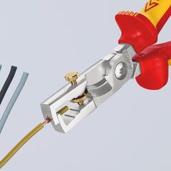  KNIPEX StriX® Abisolierzangen mit Kabelschere KNIPEX 13 66 180 StriX® Abisolierzangen mit Kabelschere isoliert mit Mehrkomponenten-Hüllen, VDE-geprüft verchromt 180 mm 12380366
