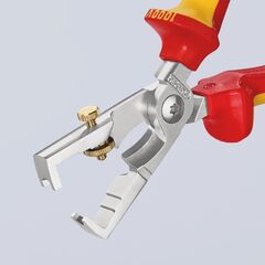  KNIPEX StriX® Abisolierzangen mit Kabelschere KNIPEX 13 66 180 StriX® Abisolierzangen mit Kabelschere isoliert mit Mehrkomponenten-Hüllen, VDE-geprüft verchromt 180 mm 12380366
