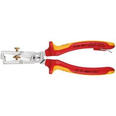  KNIPEX StriX® Abisolierzangen mit Kabelschere KNIPEX 13 66 180 T StriX® Abisolierzangen mit Kabelschere isoliert mit Mehrkomponenten-Hüllen, VDE-geprüft; mit integrierter isolierter Befestigungsöse zum Anbringen einer Absturzsicherung verchromt 180 mm 12380367