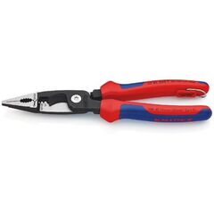  Elektro-Installationszangen KNIPEX 13 82 200 T Elektro-Installationszange mit Mehrkomponenten-Hüllen, mit integrierter Befestigungsöse zum Anbringen einer Absturzsicherung schwarz atramentiert 200 mm 12380321