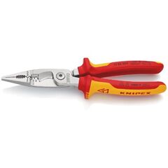  Abisolierwerkzeug KNIPEX 13 86 200 Elektro-Installationszange isoliert mit Mehrkomponenten-Hüllen, VDE-geprüft verchromt 200 mm 12380242