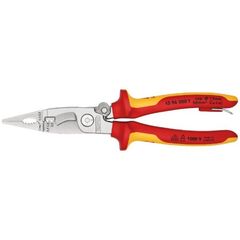  Elektro-Installationszangen KNIPEX 13 96 200 T Elektro-Installationszange isoliert mit Mehrkomponenten-Hüllen, VDE-geprüft; mit integrierter isolierter Befestigungsöse zum Anbringen einer Absturzsicherung verchromt 200 mm 12380315
