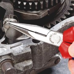  Flachrundzangen mit Schneide (Radiozangen) KNIPEX 25 02 160 Flachrundzange mit Schneide (Radiozange) mit Mehrkomponenten-Hüllen schwarz atramentiert 160 mm 12380841
