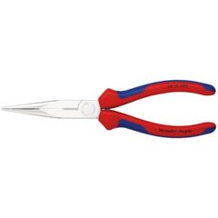  Flachrundzangen mit Schneide (Storchschnabelzangen) KNIPEX 26 15 200 Flachrundzange mit Schneide (Storchschnabelzange) mit Mehrkomponenten-Hüllen verchromt 200 mm 12380833