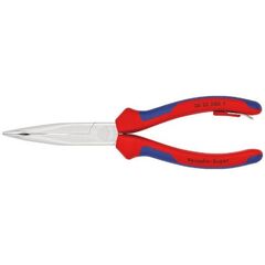  Greifzangen KNIPEX 26 25 200 T Flachrundzange mit Schneide (Storchschnabelzange) mit Mehrkomponenten-Hüllen, mit integrierter Befestigungsöse zum Anbringen einer Absturzsicherung verchromt 200 mm 12380246
