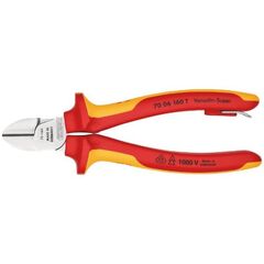  Schneidende Zangen KNIPEX 70 06 160 T Seitenschneider isoliert mit Mehrkomponenten-Hüllen, VDE-geprüft; mit integrierter isolierter Befestigungsöse zum Anbringen einer Absturzsicherung verchromt 160 mm 12380300