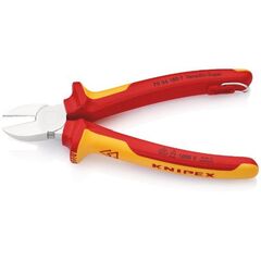  Schneidende Zangen Seitenschneider KNIPEX 70 06 180 T Seitenschneider isoliert mit Mehrkomponenten-Hüllen, VDE-geprüft; mit integrierter isolierter Befestigungsöse zum Anbringen einer Absturzsicherung verchromt 180 mm 12380437