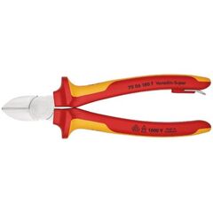  Schneidende Zangen Seitenschneider KNIPEX 70 06 180 T Seitenschneider isoliert mit Mehrkomponenten-Hüllen, VDE-geprüft; mit integrierter isolierter Befestigungsöse zum Anbringen einer Absturzsicherung verchromt 180 mm 12380437