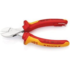 KNIPEX X-Cut® Kompakt-Seitenschneider hochübersetzt KNIPEX 73 06 160 T X-Cut® Kompakt-Seitenschneider isoliert mit Mehrkomponenten-Hüllen, VDE-geprüft; mit integrierter isolierter Befestigungsöse zum Anbringen einer Absturzsicherung verchromt 160 mm 12380542