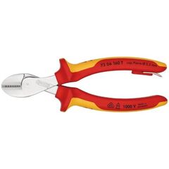  KNIPEX X-Cut® Kompakt-Seitenschneider hochübersetzt KNIPEX 73 06 160 T X-Cut® Kompakt-Seitenschneider isoliert mit Mehrkomponenten-Hüllen, VDE-geprüft; mit integrierter isolierter Befestigungsöse zum Anbringen einer Absturzsicherung verchromt 160 mm 12380542