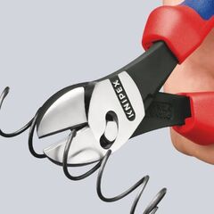  Schneidende Zangen KNIPEX 73 72 180 F TwinForce® Hochleistungs-Seitenschneider mit Öffnungsfeder mit Mehrkomponenten-Hüllen schwarz atramentiert 180 mm 12380305
