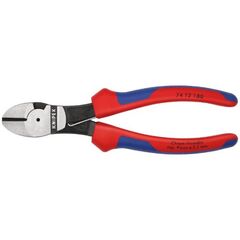  Schneidende Zangen KNIPEX 74 12 180 Kraft-Seitenschneider mit Mehrkomponenten-Hüllen schwarz atramentiert 180 mm 12380303