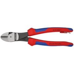  Schneidende Zangen Kraft-Seitenschneider KNIPEX 74 22 200 T Kraft-Seitenschneider mit Mehrkomponenten-Hüllen, mit integrierter Befestigungsöse zum Anbringen einer Absturzsicherung schwarz atramentiert 200 mm 12380476