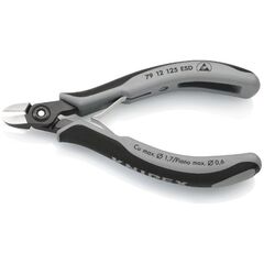  Präzisions-Elektronik-Seitenschneider ESD KNIPEX 79 12 125 ESD Präzisions-Elektronik-Seitenschneider ESD mit Mehrkomponenten-Hüllen brüniert 125 mm 12380611