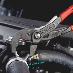  Federbandschellenzangen KNIPEX 85 51 250 AF Federbandschellenzange mit Feststeller mit rutschhemmendem Kunststoff überzogen grau atramentiert 250 mm 12381274