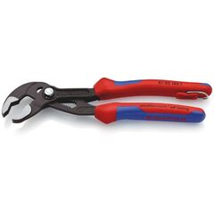  KNIPEX Cobra® Hightech-Wasserpumpenzangen KNIPEX 87 02 180 T Cobra® Hightech-Wasserpumpenzange mit Mehrkomponenten-Hüllen, mit integrierter Befestigungsöse zum Anbringen einer Absturzsicherung grau atramentiert 180 mm 12381210