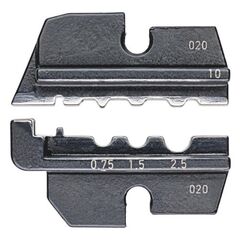  Crimpeinsätze für KNIPEX Crimp-Systemzangen Artikel-Nr.: 97 43 xx KNIPEX 97 49 10 Crimpeinsatz für unisolierte Rohr- und Quetschkabelschuhe nach DIN 46237 sowie unisolierte Stoß- und Quetschverbinder nach DIN 46341 12380702