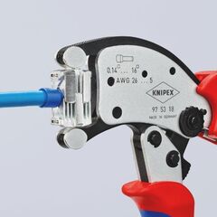  KNIPEX Twistor16® Selbsteinstellende Crimpzange für Aderendhülsen mit drehbarem Crimpkopf KNIPEX 97 53 18 Twistor16® Selbsteinstellende Crimpzange für Aderendhülsen mit drehbarem Crimpkopf mit Mehrkomponenten-Hüllen verchromt 240 mm 12380788