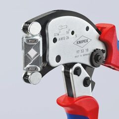  KNIPEX Twistor16® Selbsteinstellende Crimpzange für Aderendhülsen mit drehbarem Crimpkopf KNIPEX 97 53 18 Twistor16® Selbsteinstellende Crimpzange für Aderendhülsen mit drehbarem Crimpkopf mit Mehrkomponenten-Hüllen verchromt 240 mm 12380788