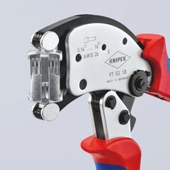  KNIPEX Twistor16® Selbsteinstellende Crimpzange für Aderendhülsen mit drehbarem Crimpkopf KNIPEX 97 53 18 Twistor16® Selbsteinstellende Crimpzange für Aderendhülsen mit drehbarem Crimpkopf mit Mehrkomponenten-Hüllen verchromt 240 mm 12380788