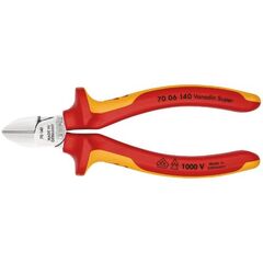  Schneidende Zangen KNIPEX 70 06 140 Seitenschneider isoliert mit Mehrkomponenten-Hüllen, VDE-geprüft verchromt 140 mm 12380297