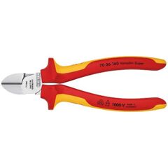  Isolierte Werkzeuge Seitenschneider KNIPEX 70 06 160 Seitenschneider isoliert mit Mehrkomponenten-Hüllen, VDE-geprüft verchromt 160 mm 12381278