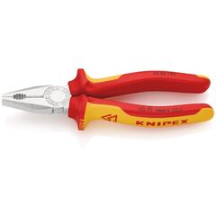  Kombizangen KNIPEX 03 06 180 Kombizange isoliert mit Mehrkomponenten-Hüllen, VDE-geprüft verchromt 180 mm 12380249