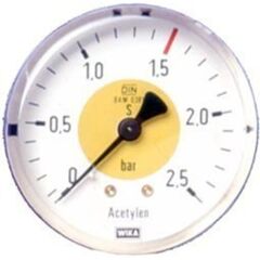  Druckregler und Zubehör ELMAG Arbeitsdruckmanometer (Azetylen) Ø 63mm, 0-2,5 bar, AG 1/4 unten f. Druckregler z.Stahlflasche 12407756