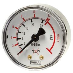  Schutzgasflaschen und -Armaturen Armaturen ELMAG Arbeitsdruckmanometer (Argon-CO2) Ø 50mm, 0-12 l/Min./0-24 CFH, AG 1/8 unten f. Druckregler MINI (EUROMIG, ETP) 12407796