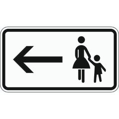  Zusatzzeichen ADCO Verkehrszeichen 1000-12 Fußgänger Gehweg gegenü. benutzen, linksw. 330x600 mm, Alu 2 mm, RA2 12355877