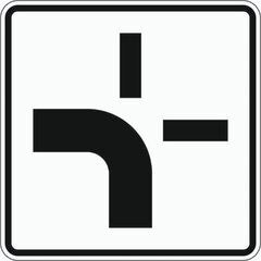  Zusatzzeichen Verkehrszeichen 1002-10 Verlauf d. Vorfahrtstraße an Kreuzungen, von unten nach links 420x420mm, Alu 2mm, RA3 12357570