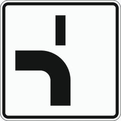  Zusatzzeichen Verkehrszeichen 1002-12 Verlauf d. Vorfahrtstraße an Einmünd., v. unten nach links, Einmündung v. oben 420x420 mm, Alu 2mm, RA3 12358093