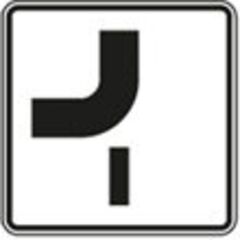  Zusatzzeichen Verkehrszeichen 1002-14 Verlauf d. Vorfahrtstraße an Einmünd., v. oben nach links, Einmündung v. unten 600x600 mm, Alu 2mm, RA2 12357566