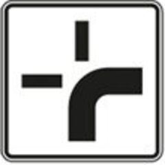  Zusatzzeichen Verkehrszeichen 1002-20 Verlauf d. Vorfahrtstraße an Kreuzungen, v. unten nach rechts 600x600 mm, Alu 2mm, RA2 12358090