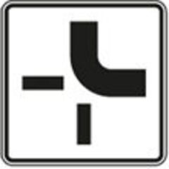  Zusatzzeichen Verkehrszeichen 1002-21 Verlauf d. Vorfahrtstraße an Kreuzungen, v. oben nach rechts 420x420 mm, Alu 2mm, RA1 12357565