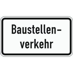  Zusatzzeichen Verkehrszeichen 1007-38 Baustellenverkehr 330x600 mm, Alu 2 mm, RA1 12358072