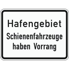  Zusatzzeichen Verkehrszeichen 1008-33 Hafengebiet Schienenfahrzeuge haben Vorrang 450x600 mm, Alu 2 mm, RA3 12358744