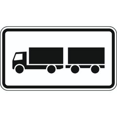  Zusatzzeichen Verkehrszeichen 1010-60 Lastkraftwagen m. Anhänger 330x600 mm, Alu 2 mm, RA3 12357693