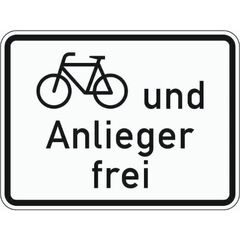  Zusatzzeichen Verkehrszeichen 1020-12 Radfahrer u.Anlieger frei 315x420 mm, Alu 2 mm, RA3 12357671